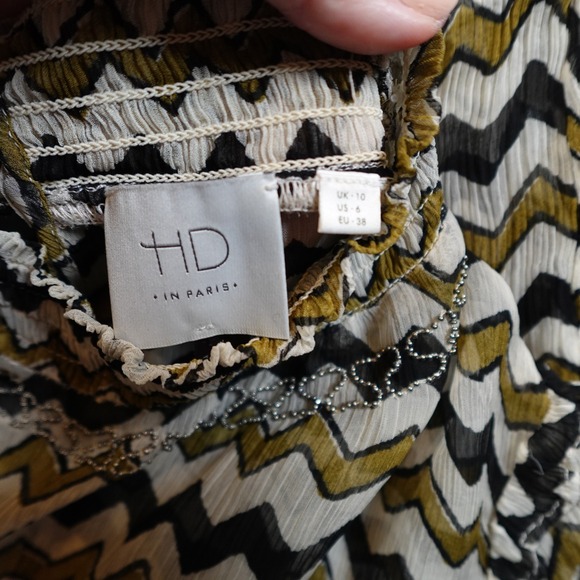 Anthropologie Dress Womens 6 HD Paris Sierade Printed Beaded Socked Sheer Mini - Picture 6 of 12